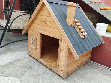 Yuvalar: Taxta it evi - Material: təbii ağacdan yığılma, iç və çöl səthləri — 4