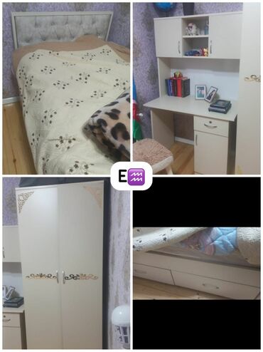 Uşaq və gənc otağı üçün dəstlər: Oğlan və qız üçün, İşlənmiş, Təknəfərlik çarpayı, Yazı masası, Dolab, Termo