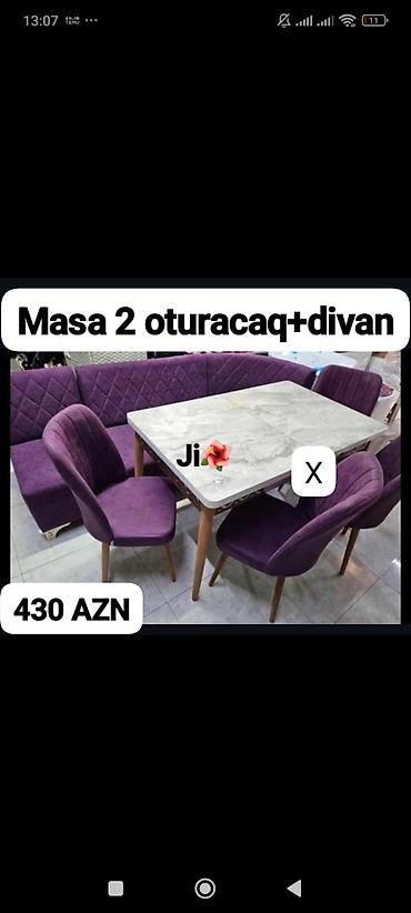 Mətbəx/yemək dəsti – masa, 2 ədəd stul və künc divan dəsti - Masa lalafo.az -da Mətbəx/yemək dəsti – masa, 2 ədəd stul və künc divan dəsti - Masa