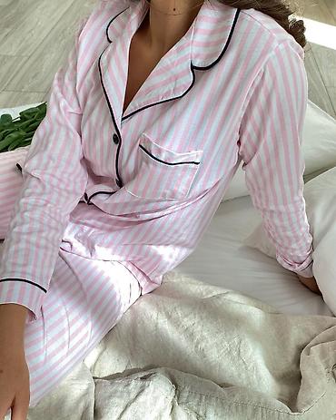 Пижамы: Пижама, Сатин, Турция, В полоску, XS, S, M — 2