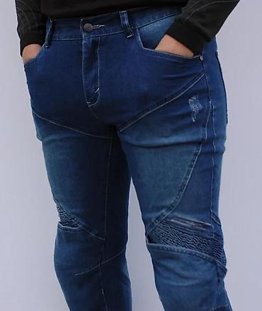 Farmerke: Muške jeans pantalone – biker/karirano šivenje - Model: slim/straight — 10