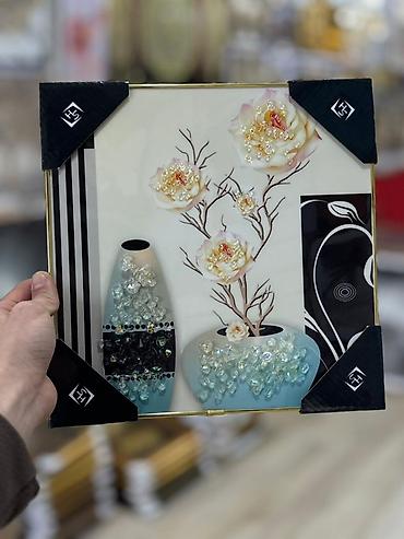 Şəkillər, tablolar: Şüşə üzərində 3D dekorlu tablo seti Divar tablosu Ölçü : 27x27 — 9