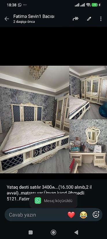 Yataq dəsti satılır 3400₼. (16.500 alınıb,2 il əvvəl). matrası lalafo.az -da Yataq dəsti satılır 3400₼. (16.500 alınıb,2 il əvvəl). matrası