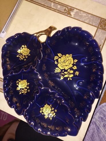 Süfrə qab-qacaqı: Tort və şiriniyyat qabı, rəng - Mavi, Keramika, Çexiya