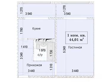 1 комната, 44 м², ул. Гагарина Элитка, 2 этаж, ПСО (под самоотделку)