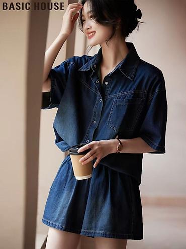 Костюмы с шортами: Джинсовый комплект: рубашка с коротким рукавом + шорты 😍😍😍 стильная — 26