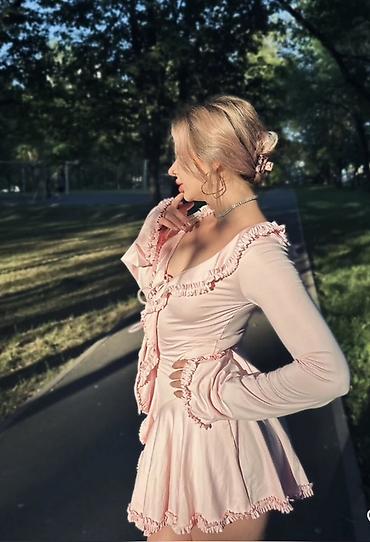 мини платье: Розовое мини‑платье на лето😍 Размер L 46 - Цвет: нежно‑розовый - — 1
