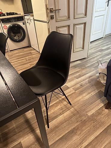 ucuz stol stul desti: Qara rəngli yemək masası və 4 ədəd stul dəsti - Dizayn: Minimalist — 3