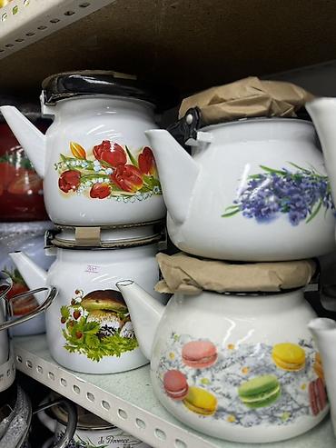 эмалированные чайники: Эмалированные чайники с рисунком - Материал: сталь с качественным — 2