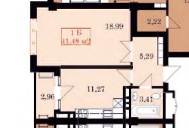 квартир джал: 1 комната, 42 м², Элитка, 8 этаж, ПСО (под самоотделку)