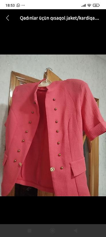 Qadınlar üçün qısaqol jaket/kardiqan - Rəng: tünd çəhrayı/korall ton