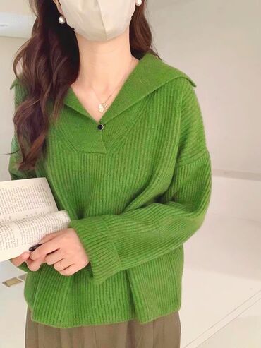Свитеры: Женский свитер, Оверсайз, Корея, Средняя модель