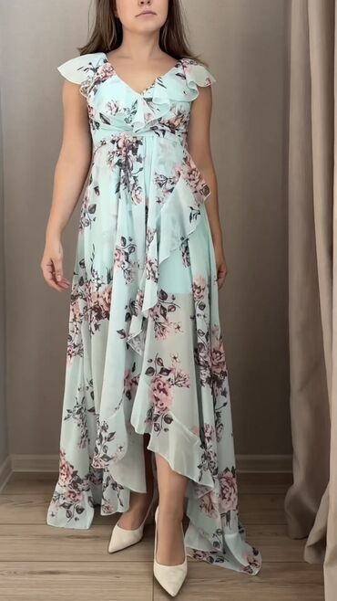 Повседневные платья: Повседневное платье, Китай, Лето, Длинная модель, Шифон, Крестьянка, S — 7