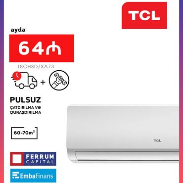 balaca kondisaner: Kondisioner TCL, Yeni, 50-60 kv. m, Split sistem, Kredit var, Pulsuz quraşdırılma