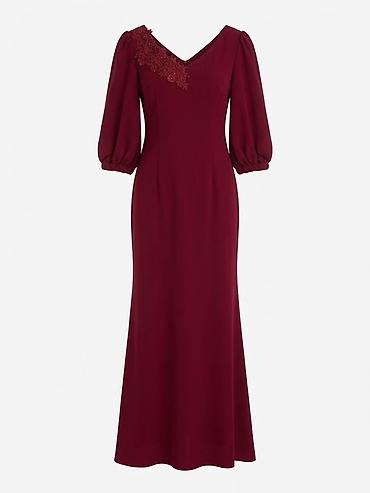 Zərif axşam/libas – bordo rəngdə uzun don - Stil: Klassik və eleqant — 1