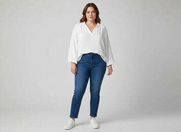 bluzki z dużym dekoltem plus size: Women's blouse, size 4XL