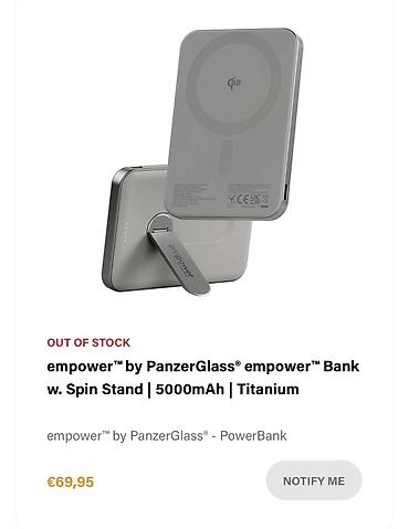 servant az: PanzerGlass empower Bank w. Spin Stand – 5000 mAh, Titanium rəng — 1