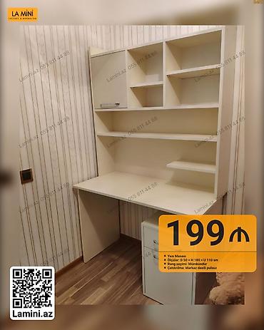 qabaq usdolu: Yazı masası və üst rəf sistemi - Ölçülər: D 50 x H 180 x U 110 sm - — 1