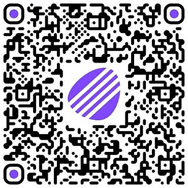 obc faces: QR‑код с логотипом (фиолетовый овал с диагональными линиями) для — 1