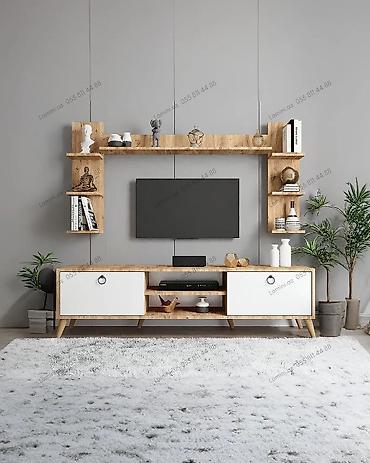 Мебель: Televizor Altlığı Müasir minimal dizaynlı TV altlığı və üst rəf dəsti — 1