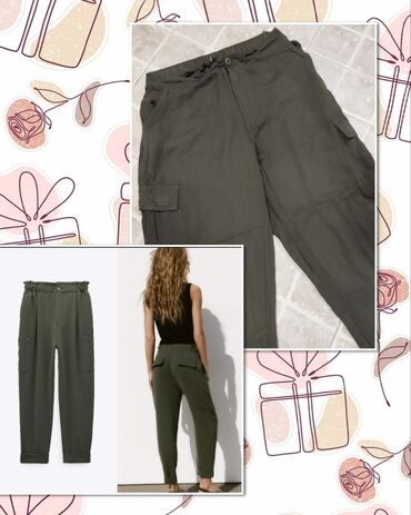 zelene zenske pantalone: XL (EU 42), Normalan struk, Kargo