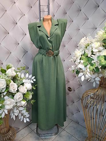 massimo dutti baletanke: Elegantna duga haljina sa kragnom i pojasom - Kroj: maxi dužina — 1