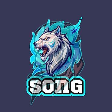 Игровой логотип “SONG” с головой волка - Яркий киберспортивный стиль — 1