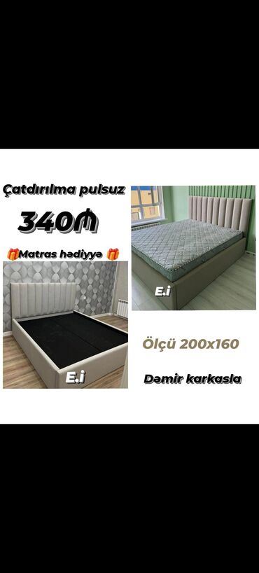 taxt başlığı: Yeni, İkinəfərlik çarpayı, Bazasız, Matras ilə, Siyirməsiz, Azərbaycan