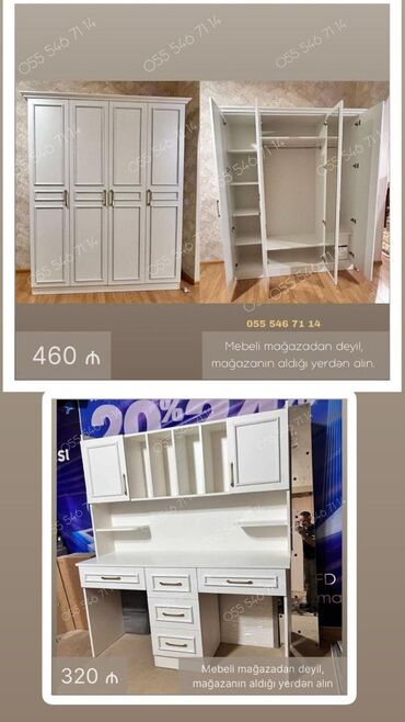 Uşaq və gənc otağı üçün dəstlər: Oğlan və qız üçün, Yeni, Yazı masası, Dolab