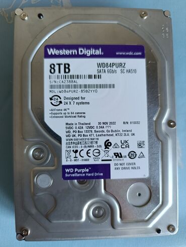 hdd 10tb: Daxili Sərt disk (HDD) Western Digital (WD), 8 TB, 3.5", İşlənmiş