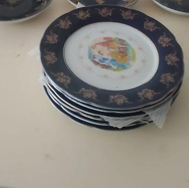 Çay dəsti, rəng - Göy, Farfor