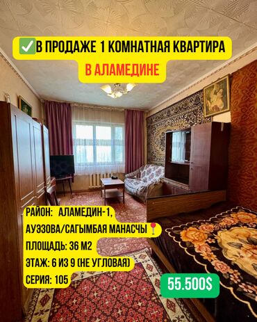 Продажа домов: 1 комната, 36 м², 105 серия, 6 этаж