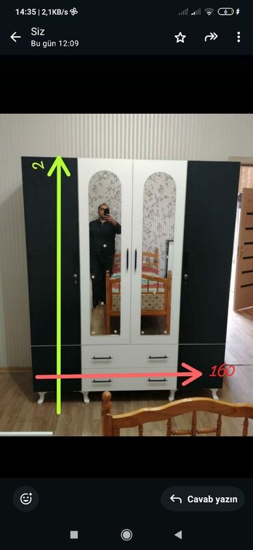 Dolablar: Yeni, Açılan, 4 qapılı Düz dolab, Qarderob, paltar dolabı, Azərbaycan — 10