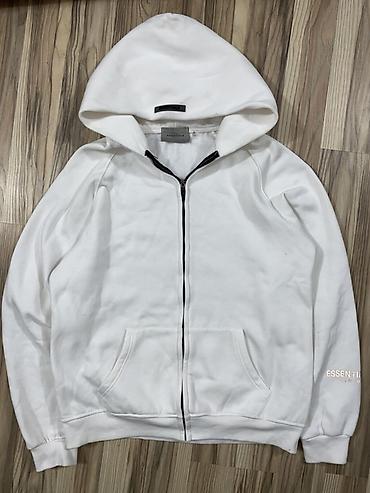 верхняя одежда женская: ESSENTIALS by Fear of God — белая худи на молнии с капюшоном. - — 2