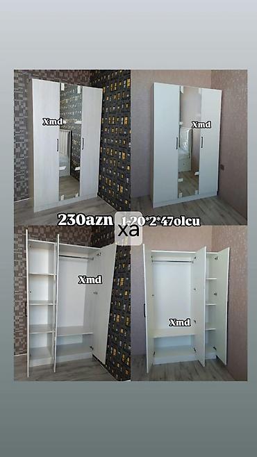 şkaflar: Üç qapılı paltar şkafı – güzgülü model - Ölçü: 1.20 × 2.00 × 47 sm — 1