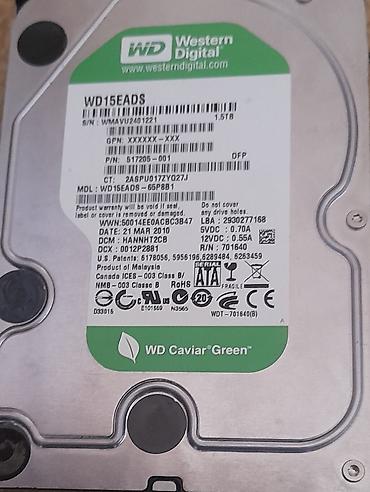usb hard disk: Western Digital WD Caviar Green WD15EADS sərt disk - Növ: 3.5" daxili — 1