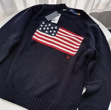 Sviterlər: Amerika bayrağı naxışlı trikotaj sviter. Klassik dairəvi yaxalı — 1