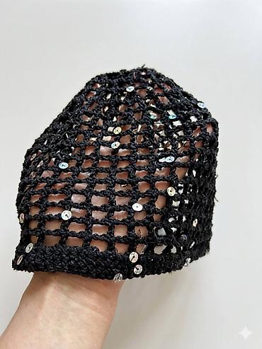 baş ortusu: Məhsul: Qara toxunma Bandana - Material: Əl toxuması, qalın ipliklə — 2