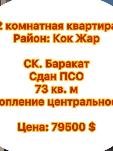 Продажа домов: 2 комнаты, 73 м², Элитка, 11 этаж, ПСО (под самоотделку)