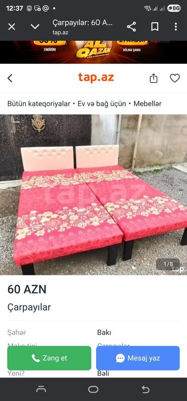 Çarpayılar: Yeni, Təknəfərlik çarpayı, Azərbaycan — 3