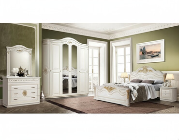 спальный гарнитур италия дерево: Спальный гарнитур, Двуспальная кровать, МДФ, цвет - Белый