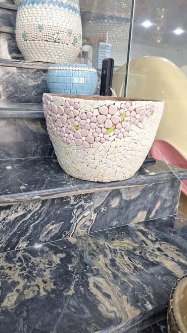 Bitkilər üçün dibçəklər: Mozaik naxışlı dekorativ keramik güldan/çiçək qabları Məhsul təsviri — 3