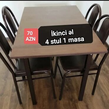 Taburetlər: Mətbəx üçün, Açılmayan, Dördbucaq masa, 4 stul