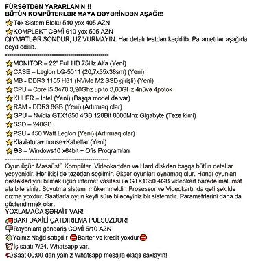Masaüstü kompüterlər və iş stansiyaları: FÜRSƏTDƏN YARARLANIN!!! BÜTÜN KOMPÜTERLƏR MAYA DƏYƏRİNDƏN AŞAĞI!! ⭐Tək — 2
