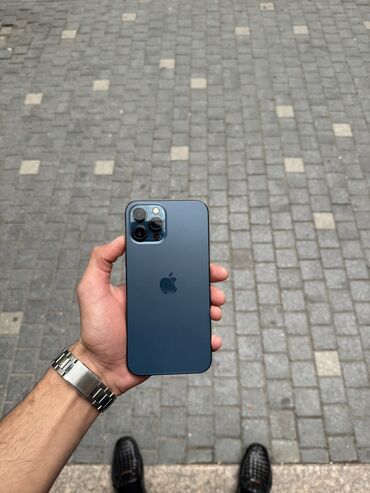 Apple iPhone: IPhone 12 Pro Max, 256 GB, Pacific Blue, Zəmanət, Simsiz şarj, Face ID