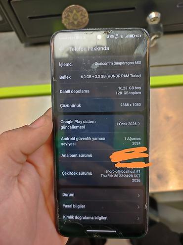 islenmis qaz: Honor X8, 128 GB, rəng - Göy, Barmaq izi, İki sim kartlı, Face ID — 5