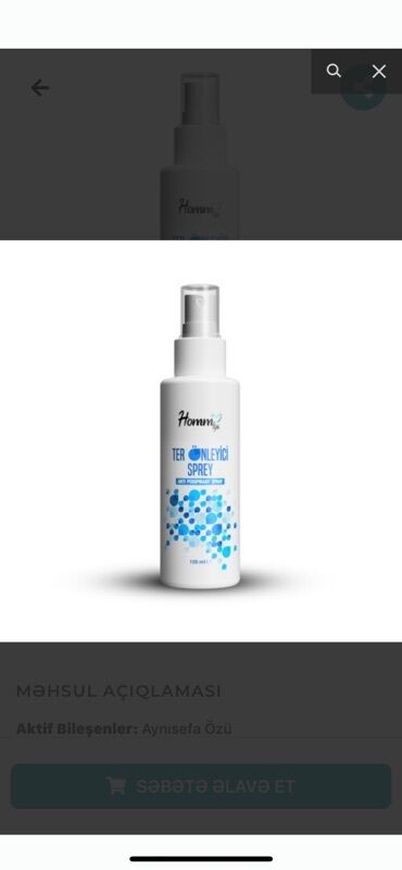спрей кондиционер для волос: Homm Style Ter Önleyici Sprey – 100 ml Tərkib: Aynısəfə (calendula)
