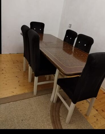 usaq ucun stol stul: Qonaq otağı üçün, Dördbucaq masa, 6 stul