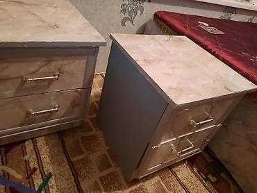 спальний гарнитур продам: Спальный гарнитур, Б/у, Двуспальная кровать, Трюмо, Тумба, Кыргызстан, Дерево, Платная доставка, цвет - Серый — 6