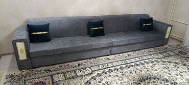 мебель байке: Түз диван, түсү - Саргыч боз, Жаңы